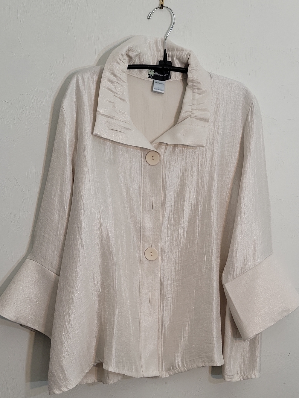 INC International Concepts Shimmery Ivory Button-Front Top